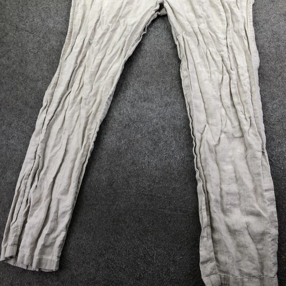 Nautica Pants Mens 36x32 Beige Linen Relaxed Straight Explorer Drawstring Casual
